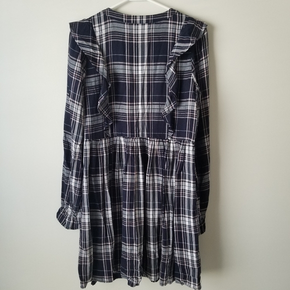 LOFT Plaid Ruffle V Neck Swing Dress Size XS - Picture 14 of 15